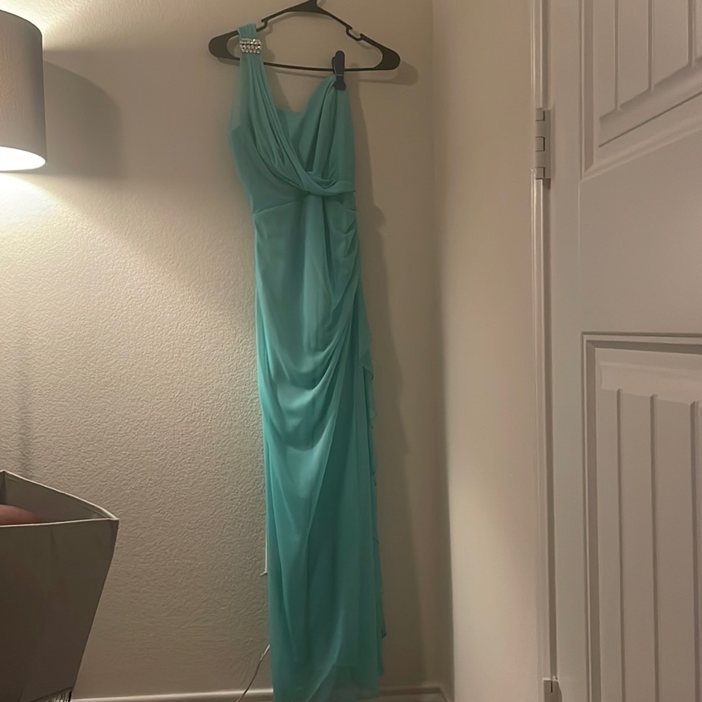 S (5) Blondie Nights turquoise one strap women’s dress 100% polyester